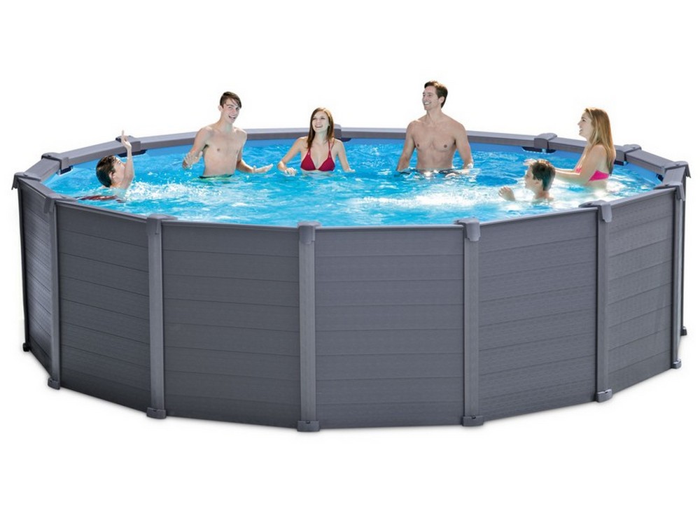 Intex PISCINA TONDA FRAME GRAPHITE CON POMPA A SABBIA  Ø cm. 478x124 h