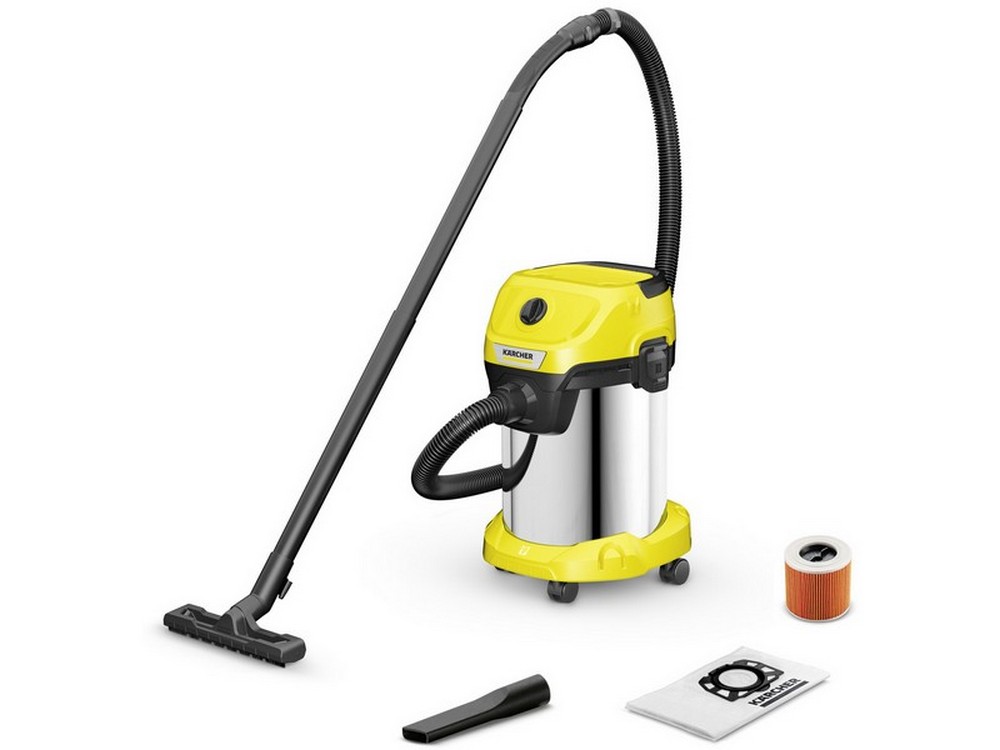 Karcher BIDONE ASPIRA SOLIDI-LIQUIDI WD 3 S V-19/4/20 CORPO ACCIAIO INOX 1.000 W lt. 19
