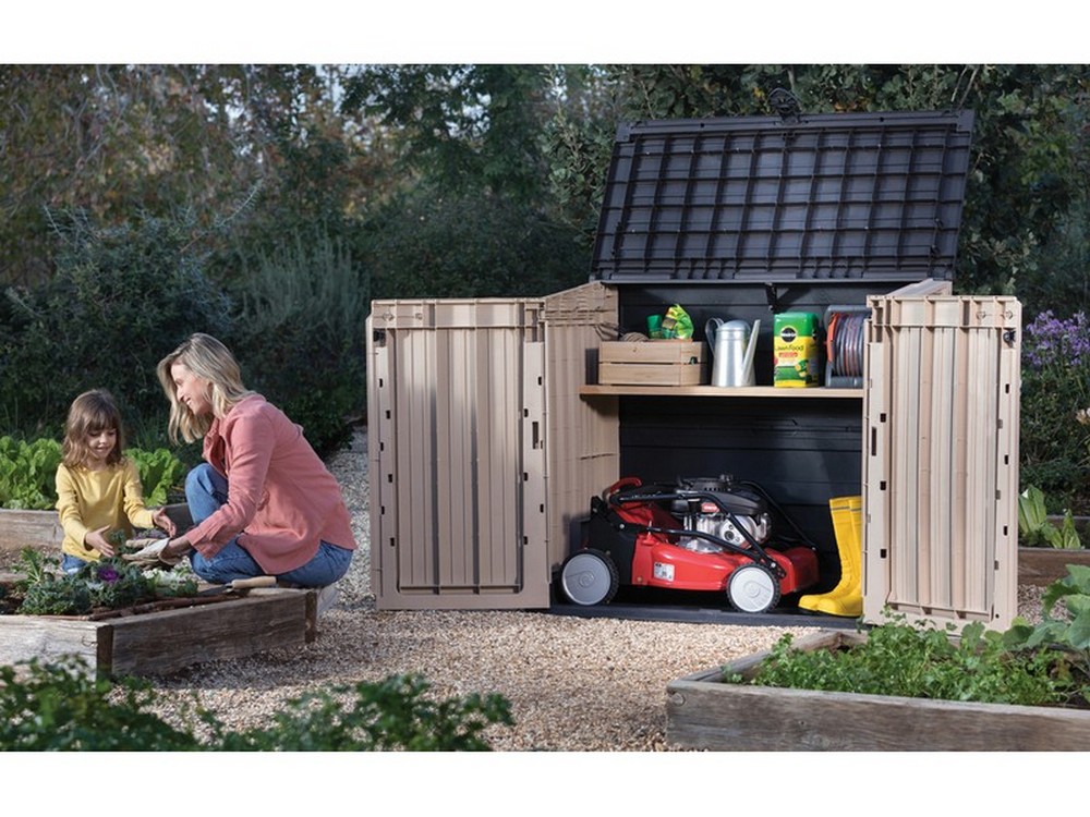 Keter BAULE PORTA ATTREZZI DA GIARDINO 'STORE IN OUT MIDI' cm. 132x71,5x113,5 h col. Beige
