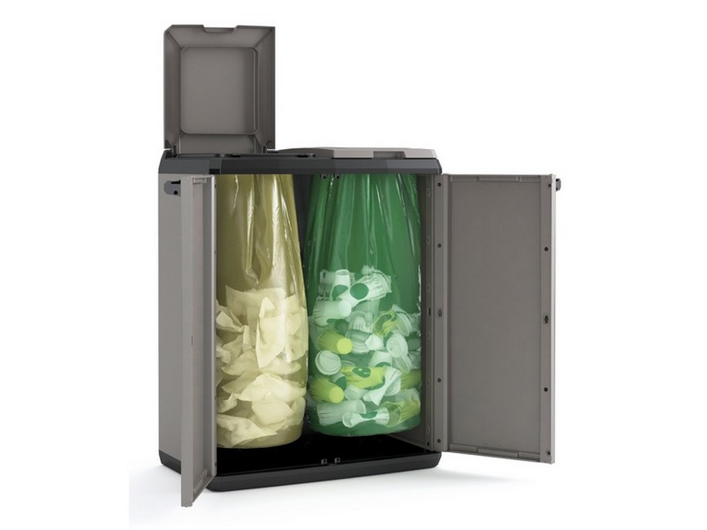Keter PATTUMIERA BASIC CON 2 ANTE Lt. 220 (110+110) - cm.68x39x85h col. Grigio