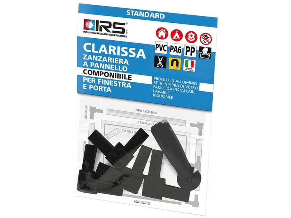 KIT 4 ANGOLI + ROTELLA PER PROFILO ZANZARIERA CLARISSA