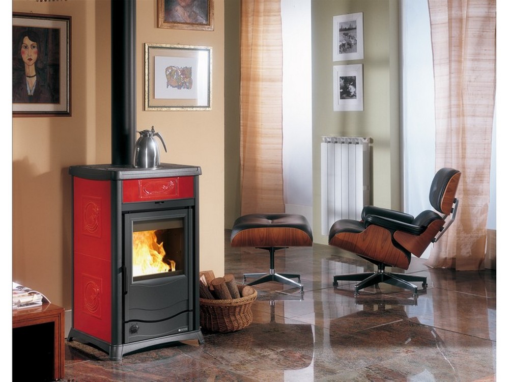 La Nordica TERMOSTUFA A LEGNA TERMOROSSELLA PLUS EVO DSA 4.0 Col. Liberty Bordeaux