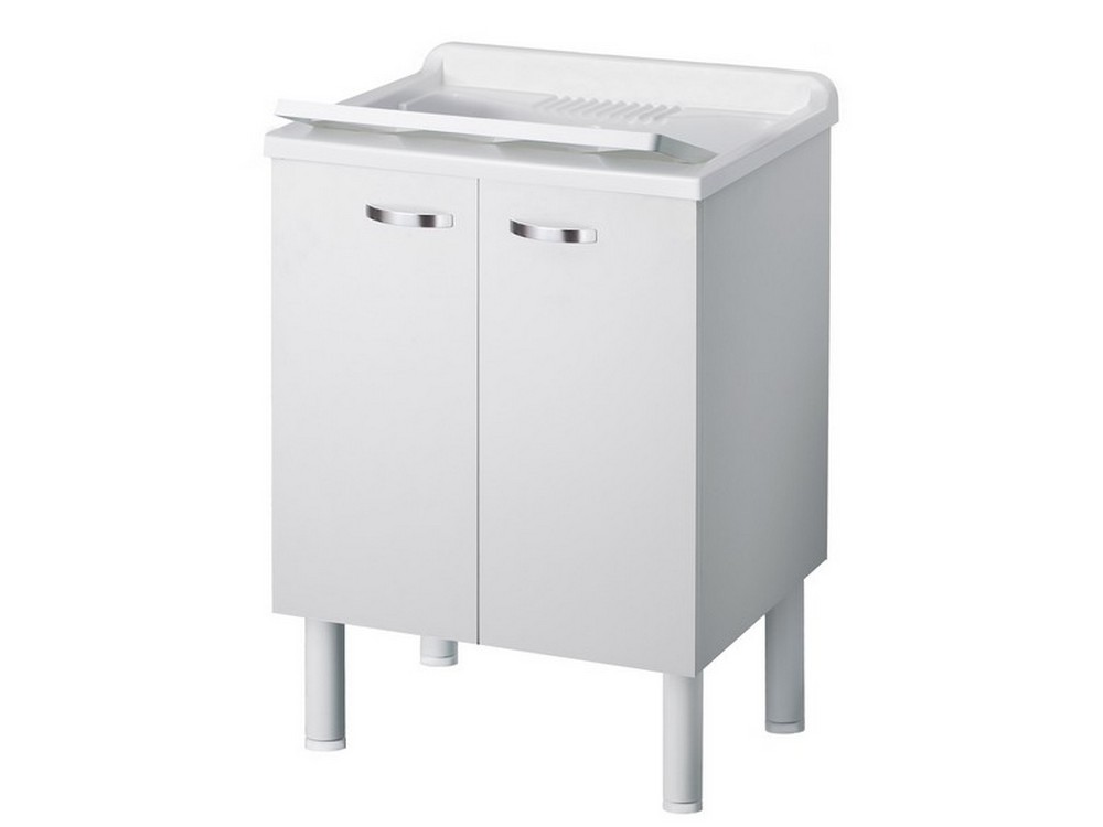 LAVATOIO IN LEGNO BIANCO MONTATO  cm. 60x50x85 h