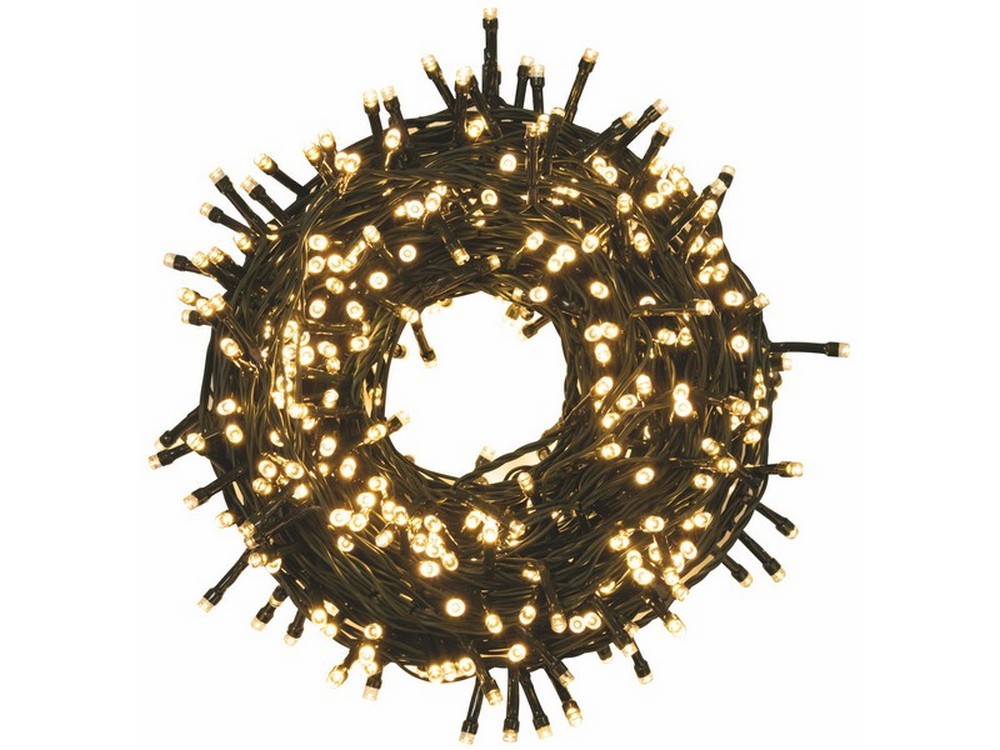 LUCI DI NATALE PER INTERNO ED ESTERNO BIANCO CALDO 1.000 led cavo luci 45 mt.