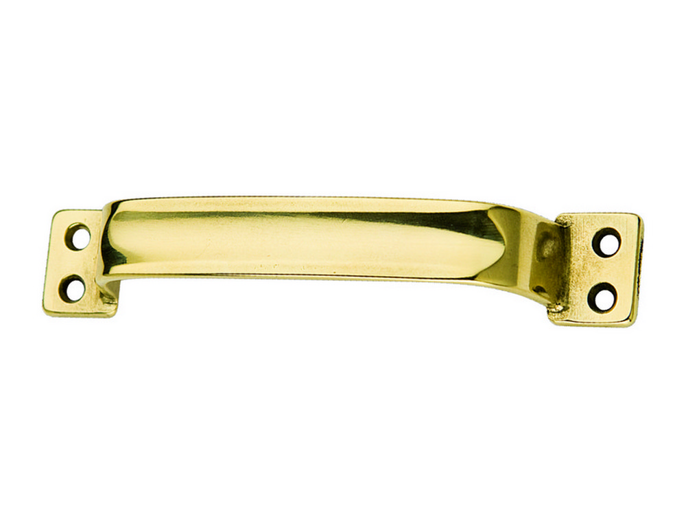 MANIGLIETTA PER MOBILI SCANELLATA  OTTONE LUCIDO mm. 140