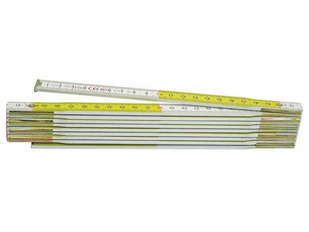 Metrica DOPPIOMETRO IN LEGNO BIANCO/GIALLO lunghezza mt.2