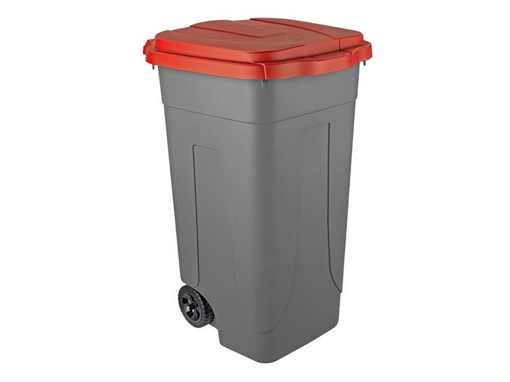 Mobil Plastic BIDONE PER DIFFERENZIATA  Lt. 80 - cm. 45x50x78 h col. Rosso/Grigio