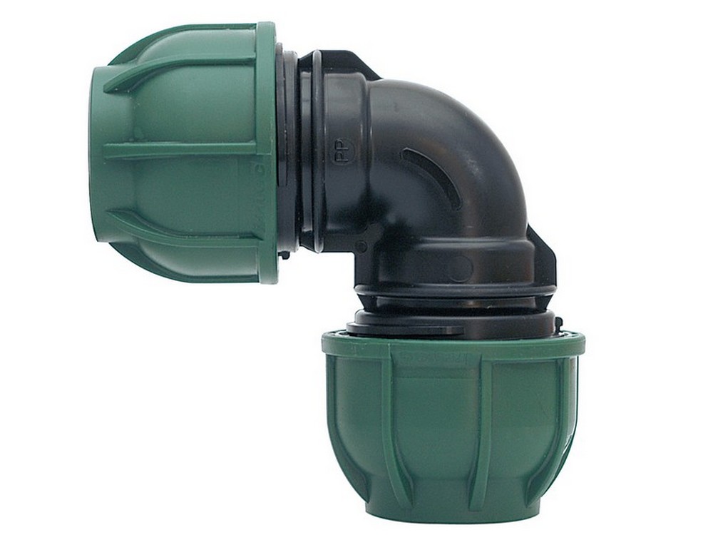 RACCORDO A COMPRESSIONE PN10 GOMITO 90°  mis. 32x32