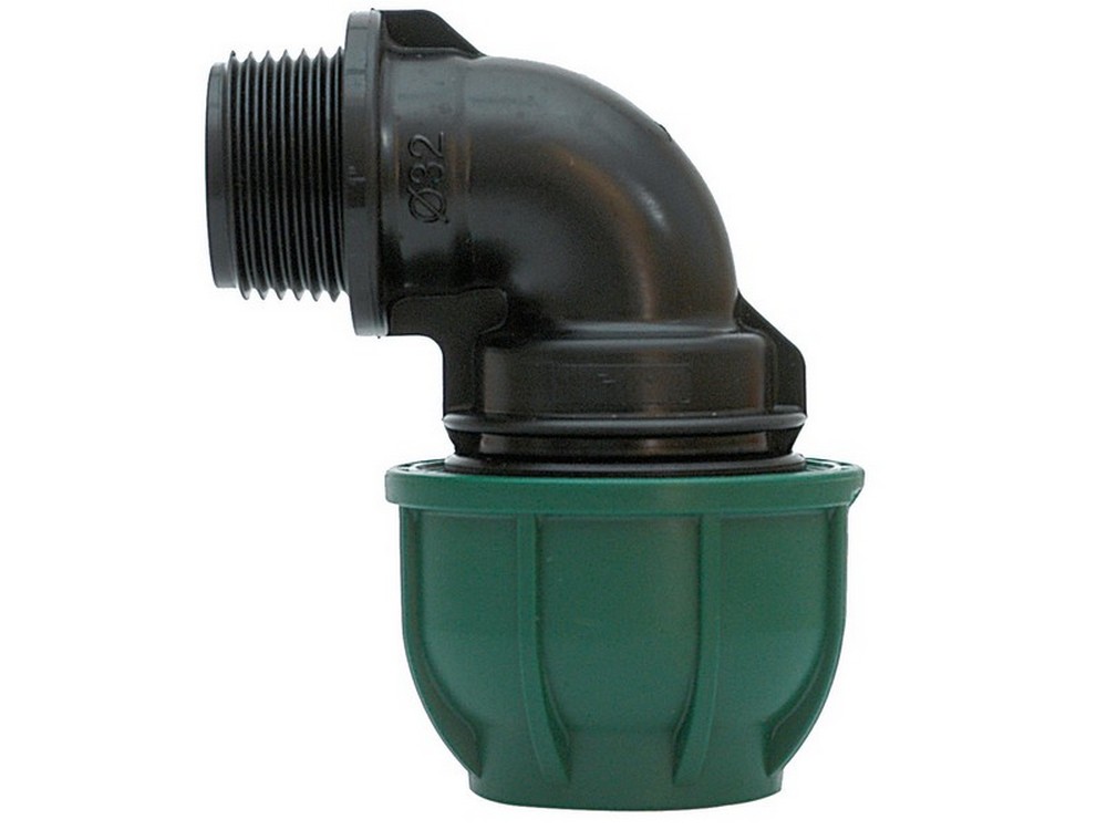 RACCORDO A COMPRESSIONE PN10 GOMITO 90° F/M mis. 16x1/2