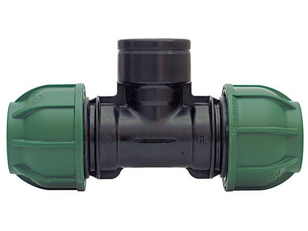 RACCORDO A COMPRESSIONE PN10 TEE 90° FEMMINA  mis. 32x1x32