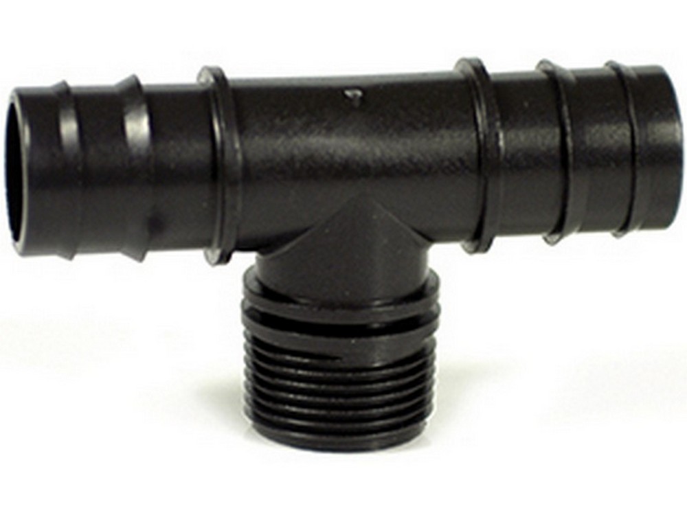 RACCORDO A T MASCHIO PER TUBO IN POLIETILENE  mm. 20x1/2x20