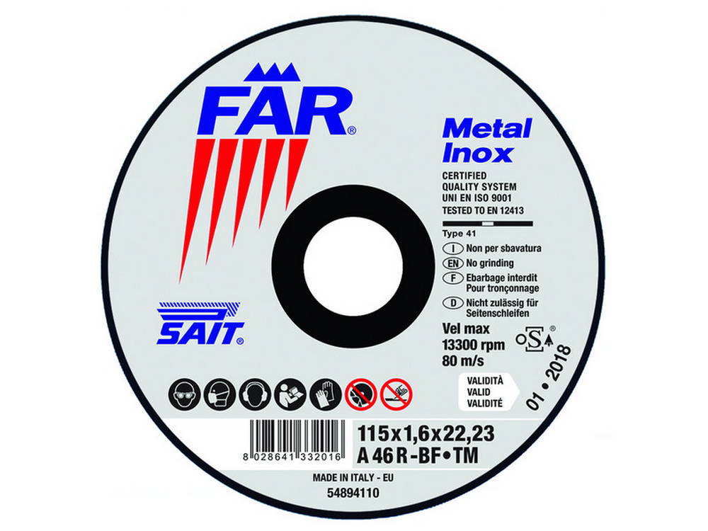 Sait DISCO ABRASIVO FAR-TM A 46 R Ø mm. 230x2,0x22,23