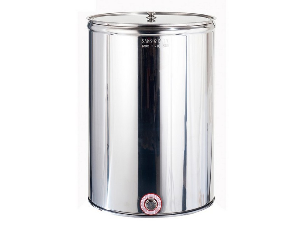 Sansone CONTENITORE ENOLOGICO INOX LISCIO AGGRAFFATO CON COPERCHIO lt. 500