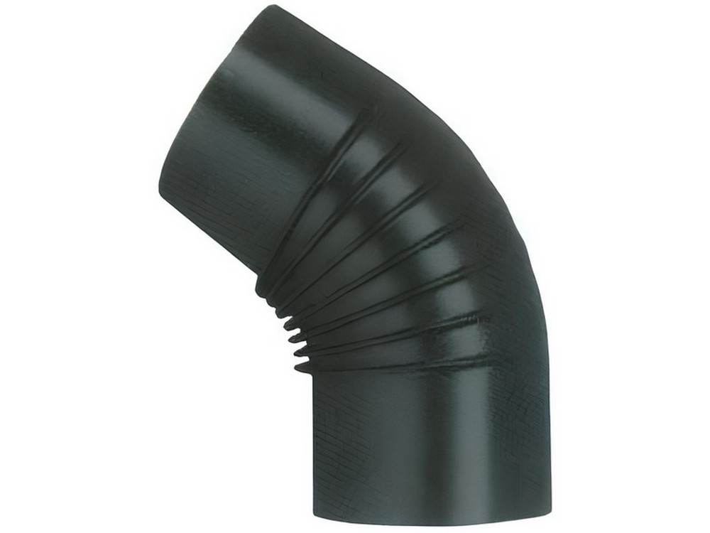 Save GOMITO 45° PER STUFA A LEGNA PORCELLANATO CLASSIC Col. Nero Ø cm. 14