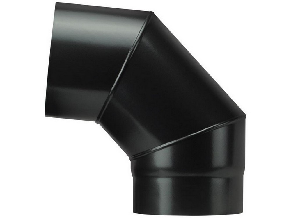 Save GOMITO 90° PER STUFA A LEGNA PORCELLANATO PLUS LIGHT Col. Nero opaco Ø cm. 15