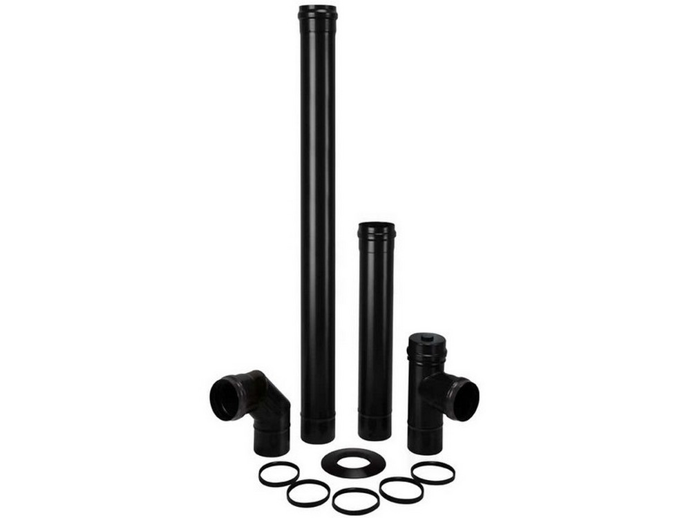Save KIT PER STUFA A PELLET LIGHT  PZ. 6 Col. Nero opaco Ø cm. 8