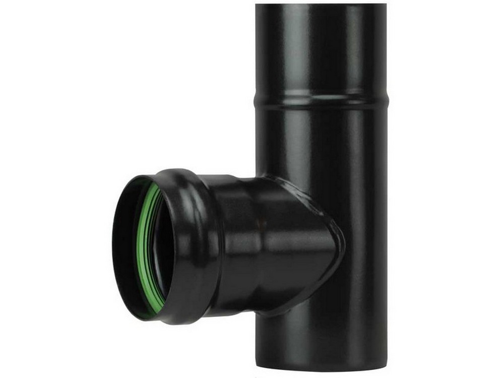 Save RACCORDO A T PER STUFA A PELLET LIGHT (M/F) SENZA GUARNIZIONE Col. Nero opaco  Ø cm. 8