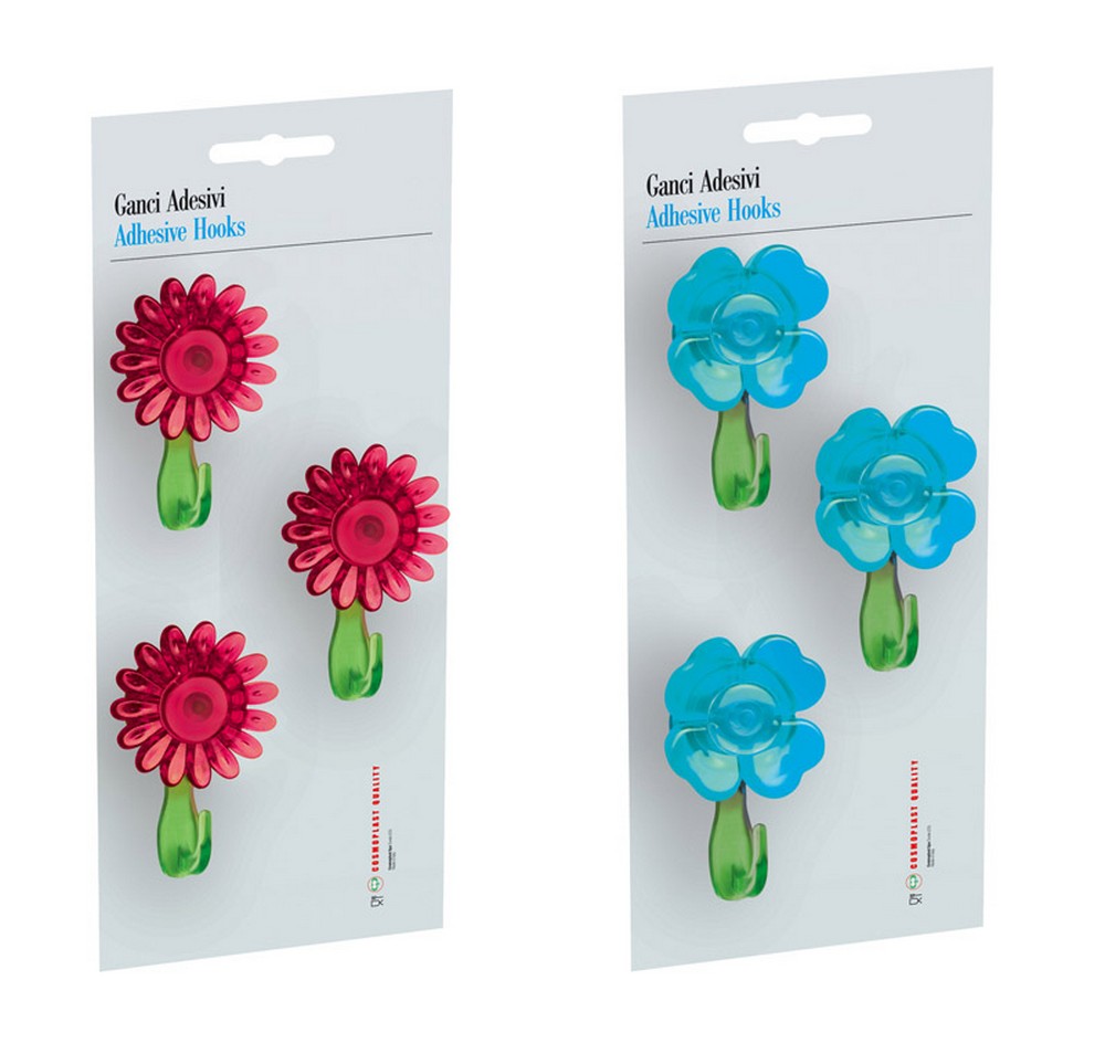 SET 3 GANCI ADESIVI AD 1 POSTO 3 PZ fantasia Quadrifoglio
