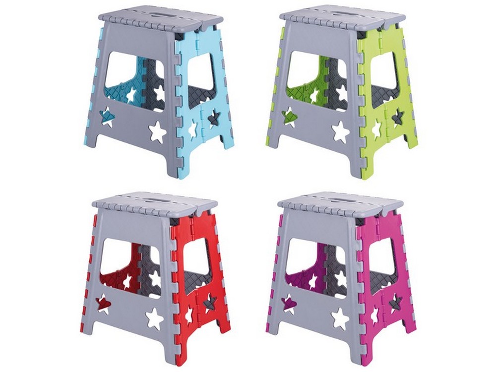 SGABELLO PIEGHEVOLE IN PLASTICA cm. 36x29x39 h col. Assortiti