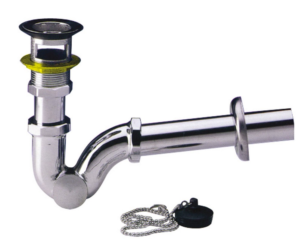 SIFONE IN OTTONE CROMATO A ESSE Senza piletta mis. 1