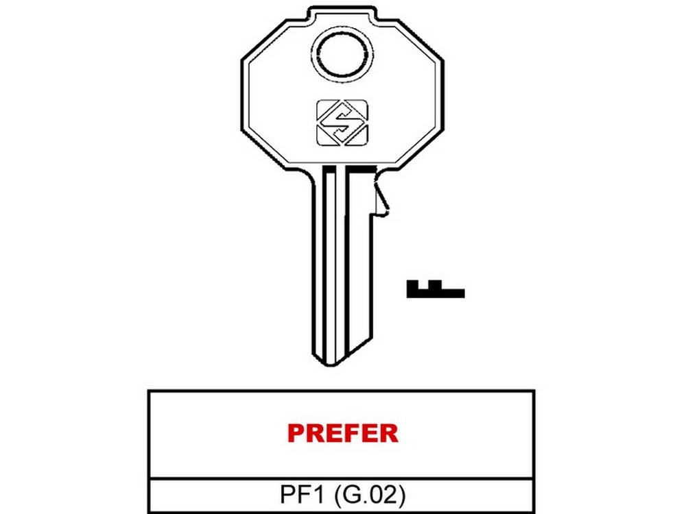 Silca CHIAVE OTTONE PF1 (G.VAC 0) PREFER