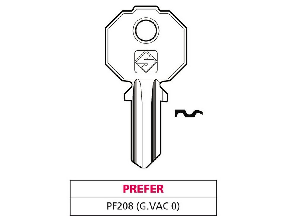 Silca CHIAVE OTTONE PF208 (G. VAC 0) PREFER
