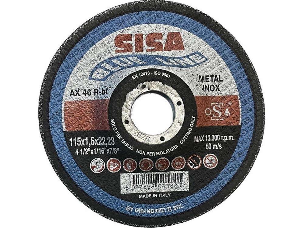 Sisa Mole DISCO ABRASIVO CENTRO DEPRESSO per Inox Ø mm. 115x1,6x22
