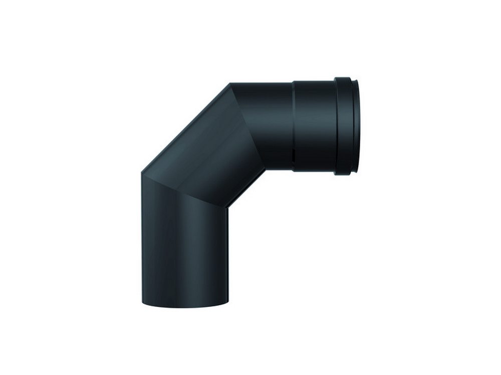 Smalbo GOMITO A 90° PER STUFE A PELLET Col. Nero opaco Ø cm.10