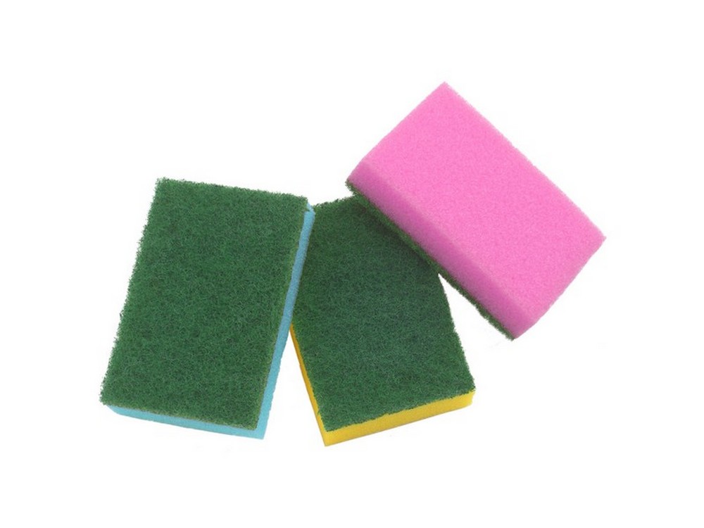 SPUGNA ABRASIVA COLORATA 10 PZ. col. Assortiti cm. 9x6x3 h