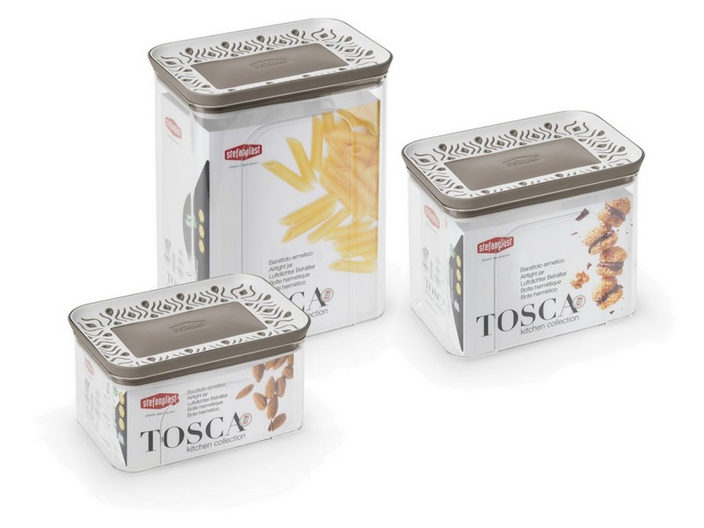 Stefanplast BARATTOLO RETTANGOLARE TOSCA LT.2,2 bianco/tortora chiaro