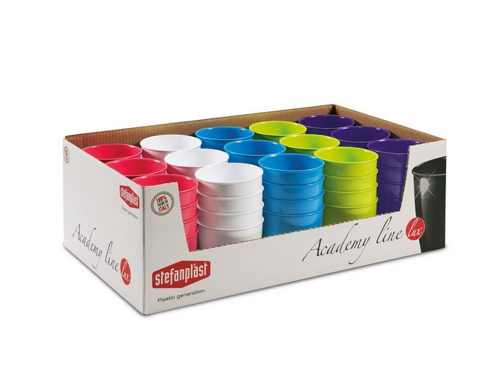 Stefanplast VASO ACADEMY LUX Ø cm. 11x10 h col. assortiti ESPOSITORE 60 PEZZI
