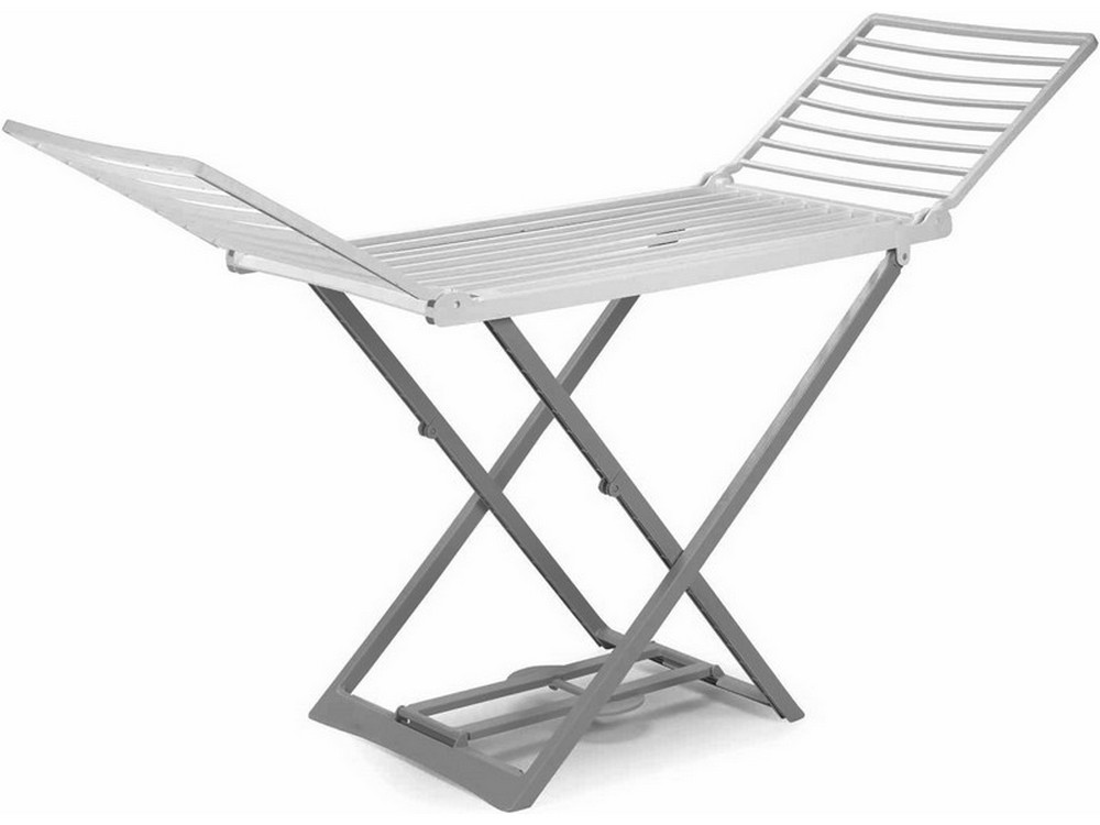 STENDIBIANCHERIA A CAVALLETTO ALICANTE bianco/grigio cm. 194x58x108 h stenditura mt. 20