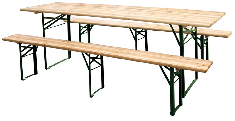 Tata Linda SET BIRRERIA PLUS  Tavolo cm. 220x70x76h+panche 3 gambe