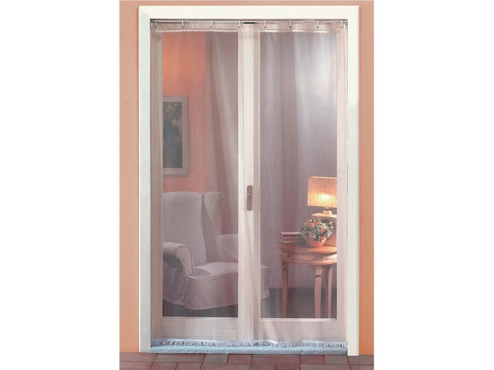 TENDA ZANZARIERA MOSCHITO CON FRANGIA ED OCCHIELLI cm. 145/150x250 col. Panna