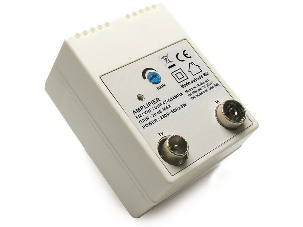 AMPLIFICATORE PER ANTENNE TV DA INTERNO - 1 IN/ 1 OUT