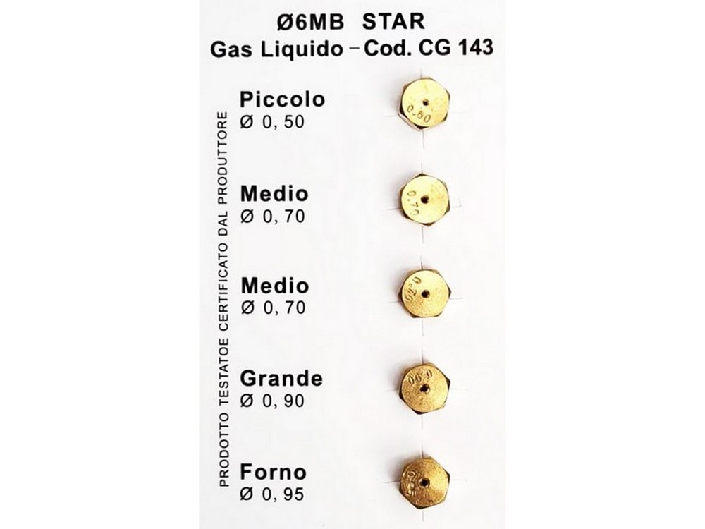UGELLI PER CUCINA GAS GPL kit 5 pezzi 