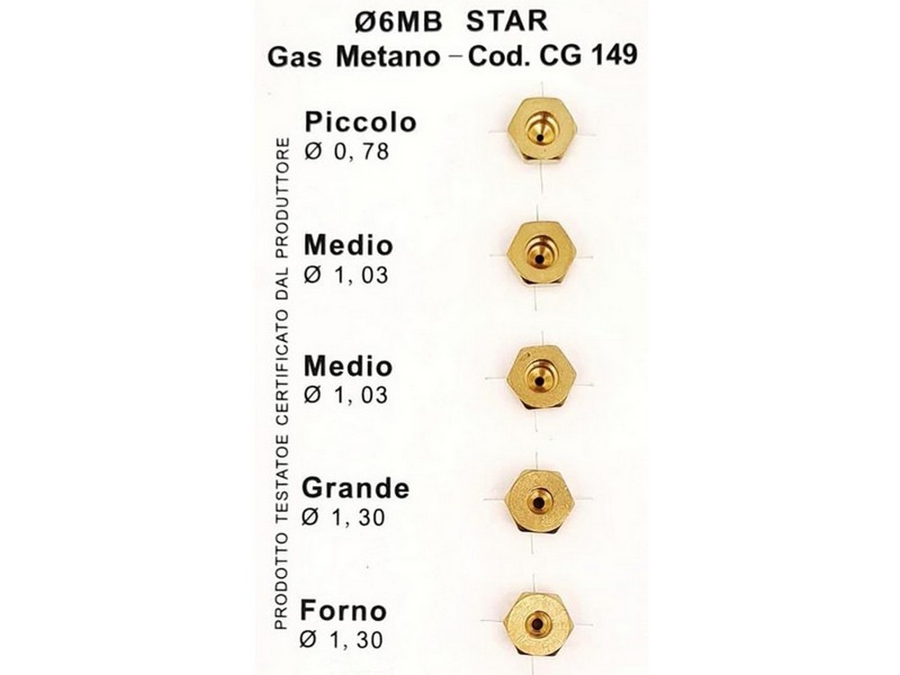 UGELLI PER CUCINA METANO kit 5 pezzi 