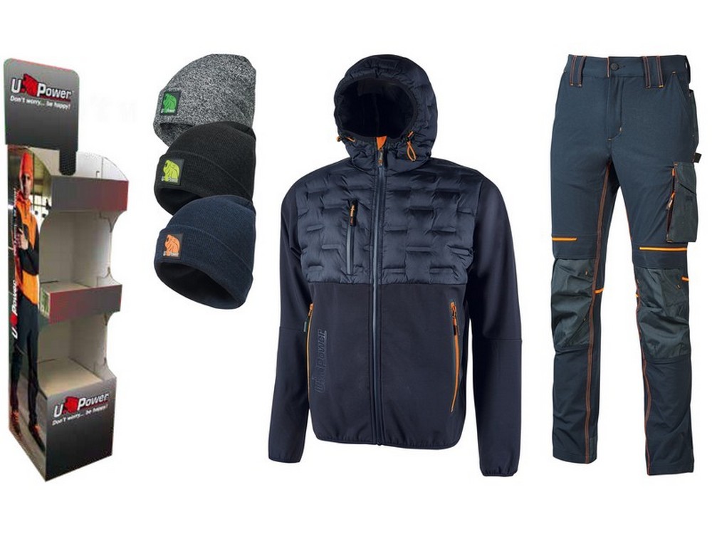 U-Power ESPOSITORE 4 giacche Spok - 4 pantaloni Atom -10 cuffie