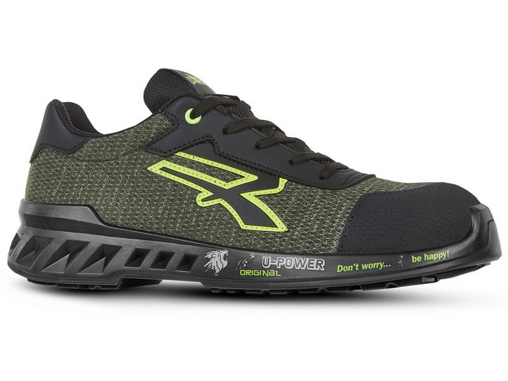 U-Power SCARPE ANTINFORTUNISTICA BASSE S1P SRC ESD REDLEVE ROBIN Col. Nero/Verde Mis. 44