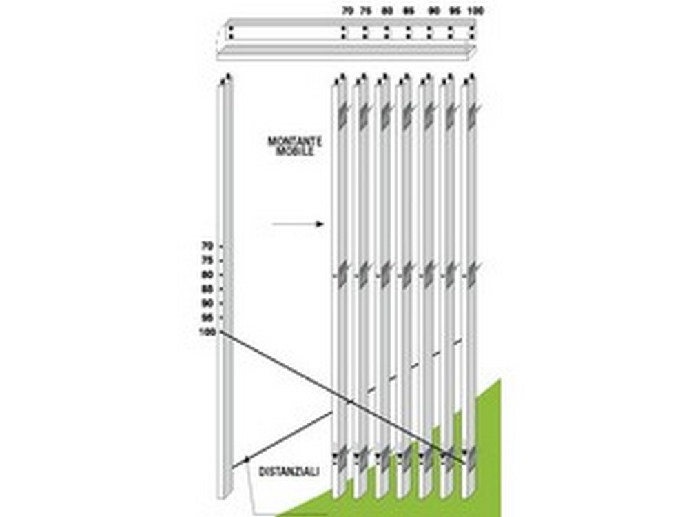 Utilia CONTROTELAIO IN LEGNO CON DISTANZIALI IN ACCIAIO H. cm. 215 per muri spessore 10,5 cm.
