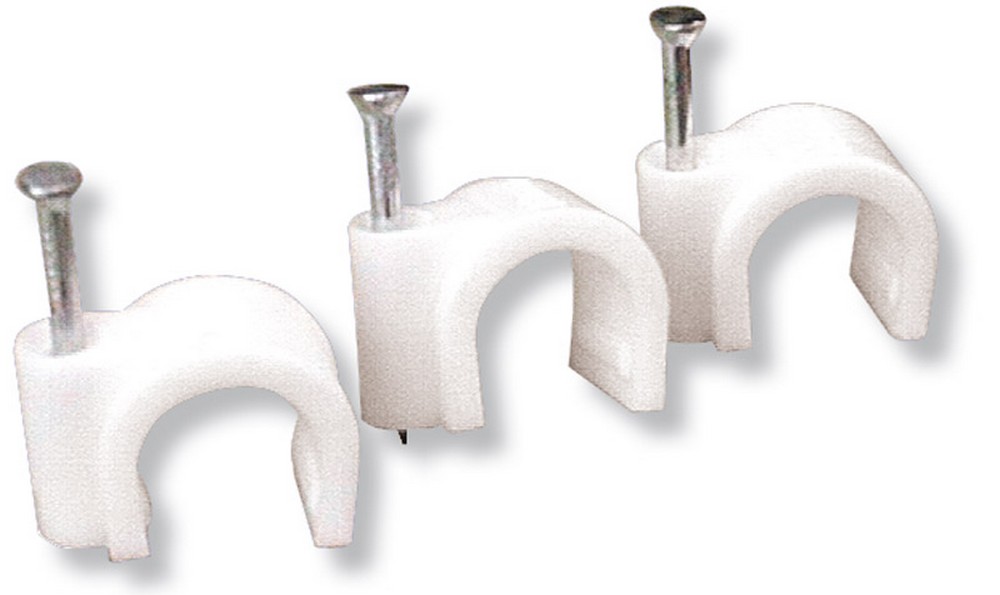 Utilia GRAFFETTA FISSACAVI CON CHIODO col. Bianco mm. 7-8  100 PZ.