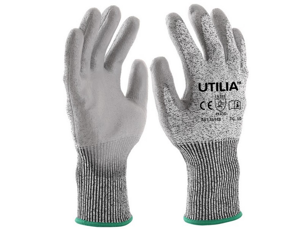 Utilia GUANTI ANTITAGLIO IN NYLON/POLIURETANO Col. Grigio tg. 8