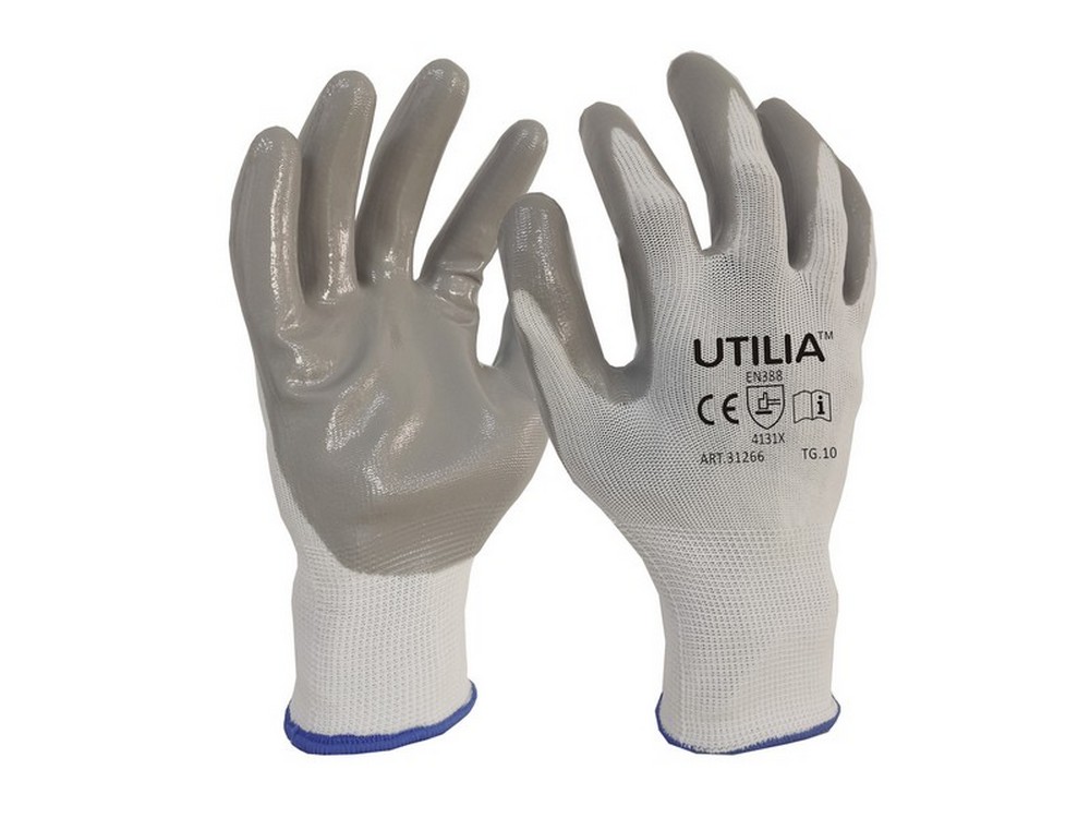 Utilia GUANTI IN NITRILE/NYLON Col. Grigio tg.10
