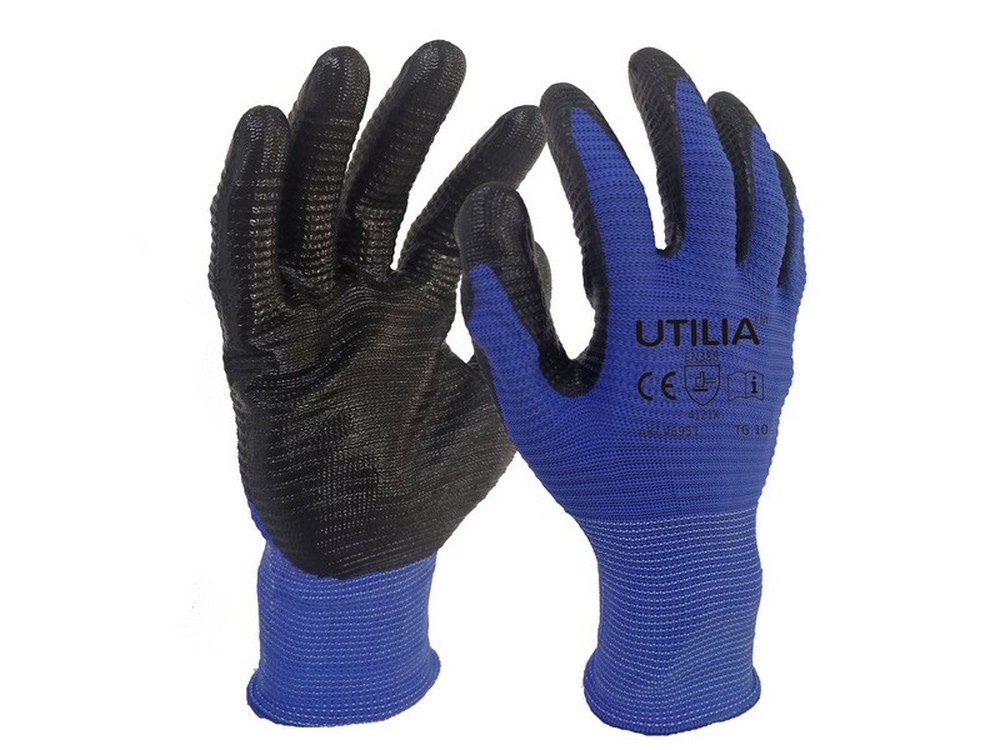 Utilia GUANTI IN NYLON/NITRILE Col. Blu/nero tg.11