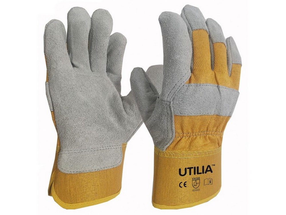 Utilia GUANTI IN PELLE CROSTA BOVINA  tg. 11 dorso giallo