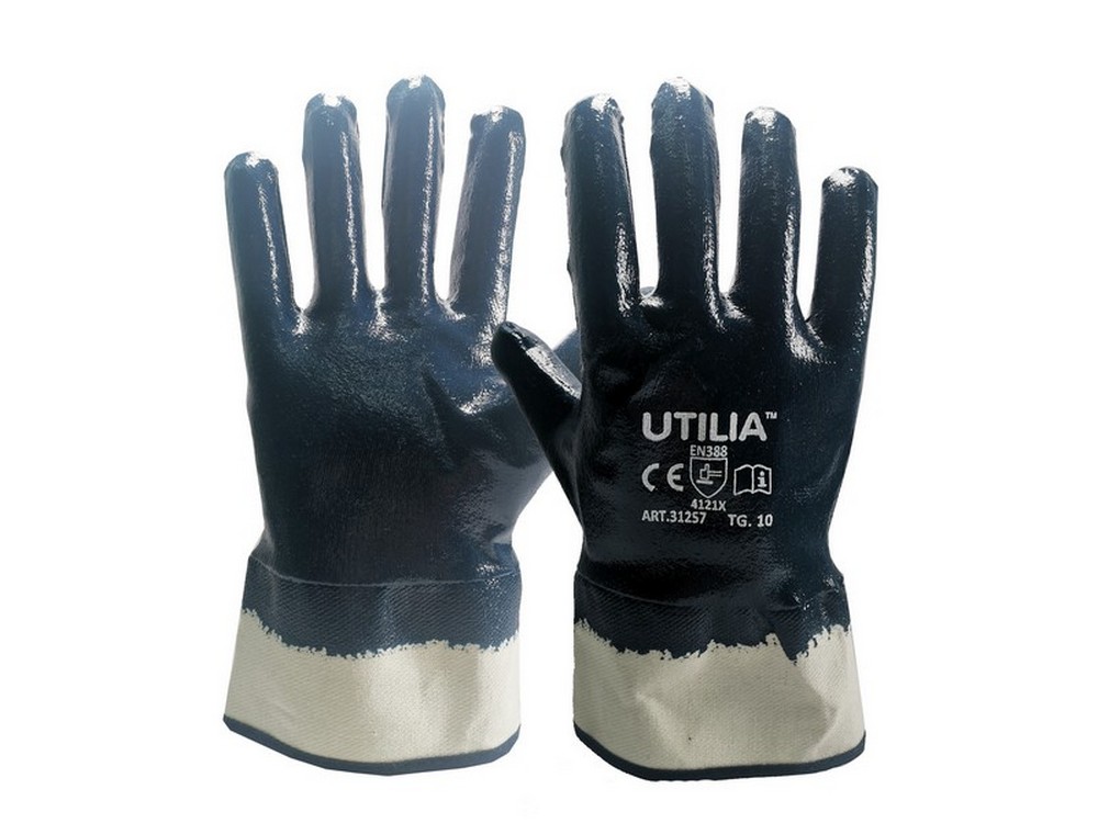 Utilia GUANTI N.B.R. CON MANICOTTO Col. Blu tg.10