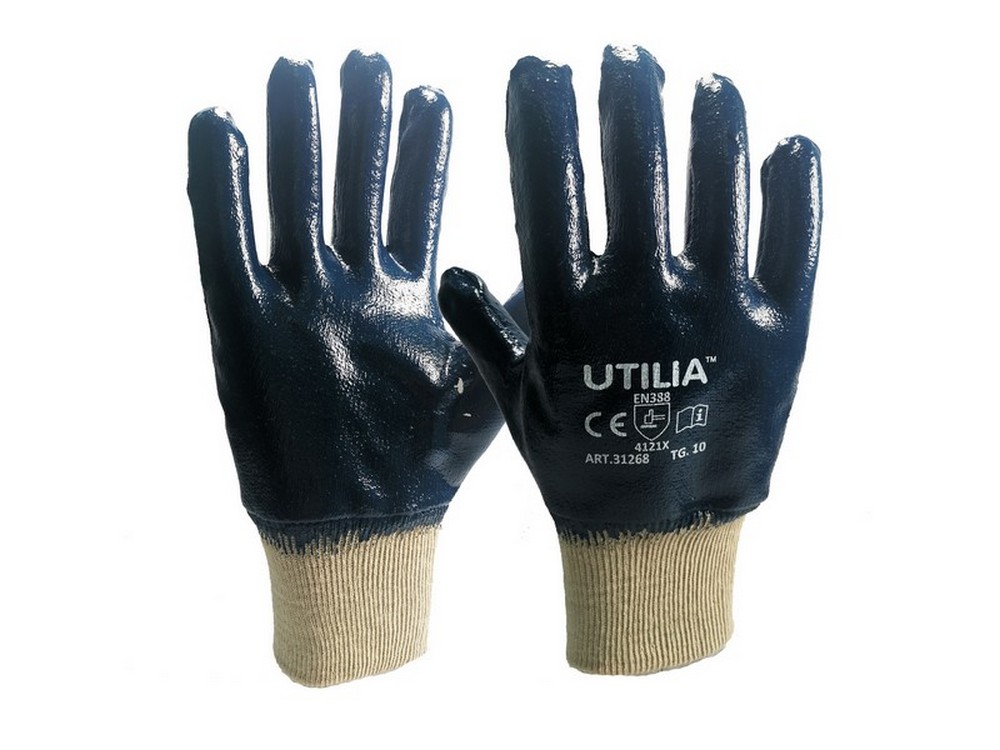 Utilia GUANTI N.B.R. CON POLSINO A MAGLIA Col. Blu tg.10