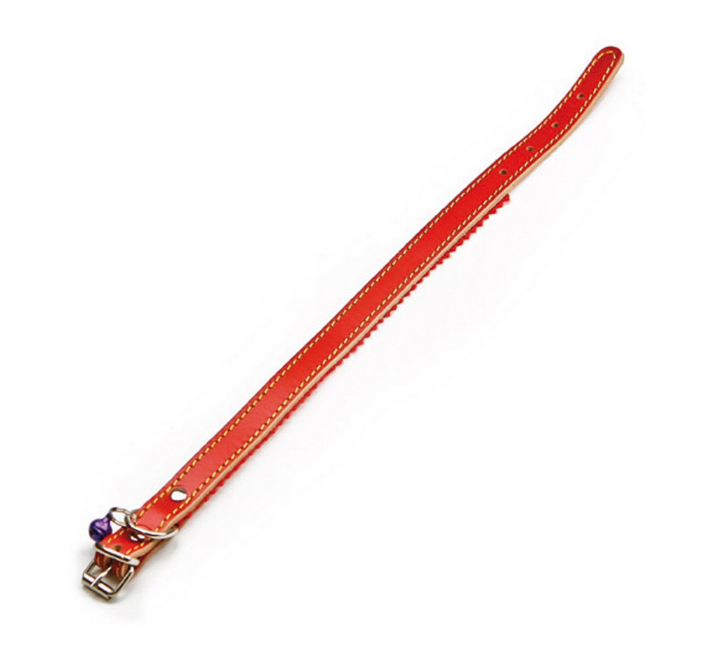 Utilia Pet COLLARE IN CUOIO FELPATO CON CAMPANELLINO X GATTO cm. 33x1,2