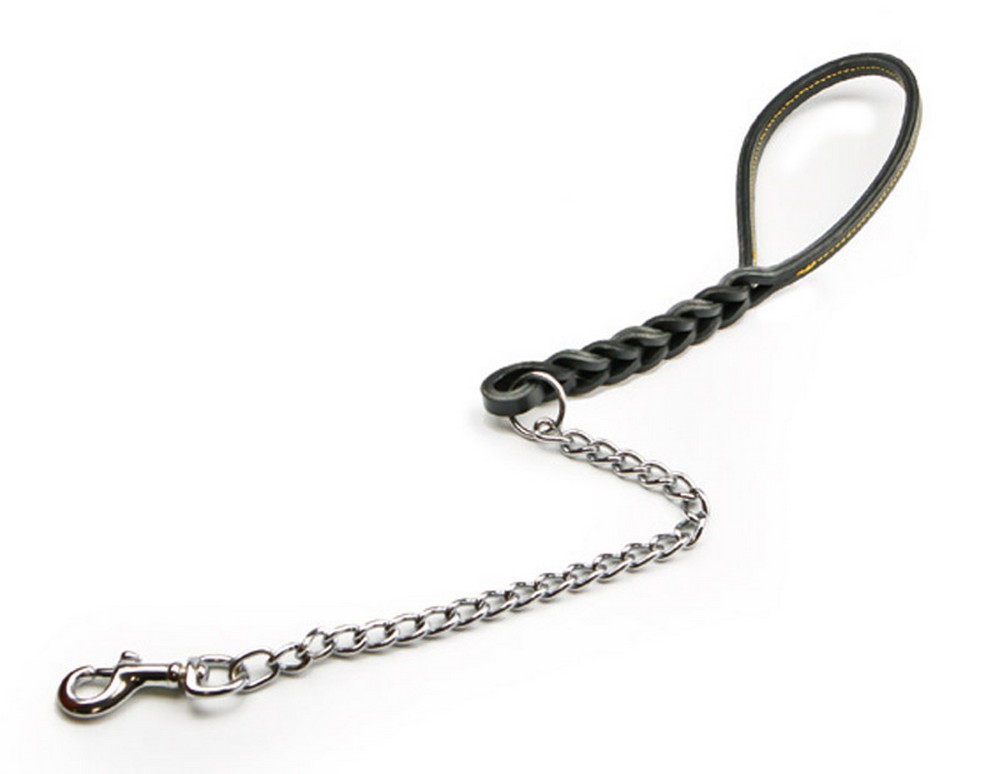 Utilia Pet GUINZAGLIO IN CUOIO DOPPIA TRECCIA CON CATENA cm. 60 col. Assortiti