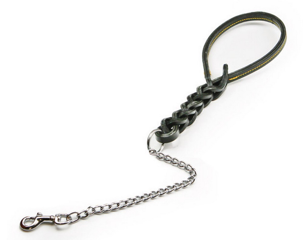 Utilia Pet GUINZAGLIO IN CUOIO TRIPLA TRECCIA CON CATENA cm. 60 col. Assortiti